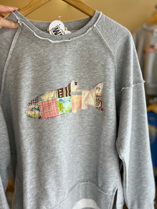 Fish Vintage Quilt Applique Sweatshirt