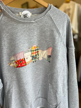 Fish Vintage Quilt Applique Sweatshirt