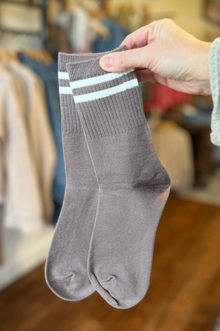 Gray Retro Stripe Wool Blend Socks