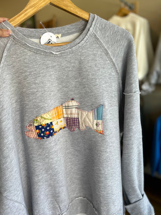 Fish Vintage Quilt Applique Sweatshirt