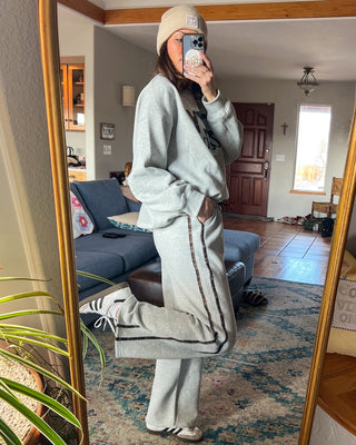 Heather Gray Flannel Stripe Sweatpants