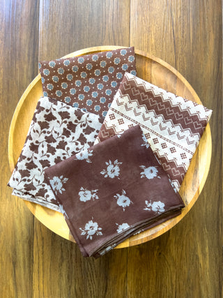 Coffee Floral Print Bandana