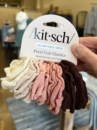 Recycled Fabric Petal Hair Elastics 10pc Set - Blush