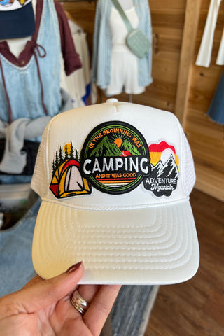 Patchy Hat Nature Theme - White Camping