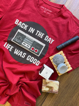 Men's Life is Good Back In The Day Short Sleeve Crusher Tee