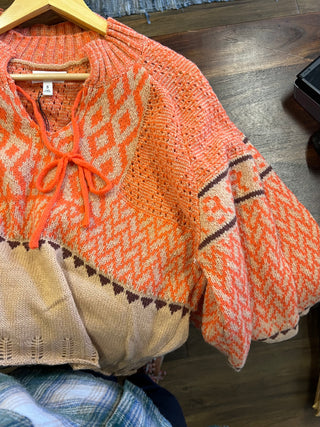 Orange Taupe Nordic Sweater