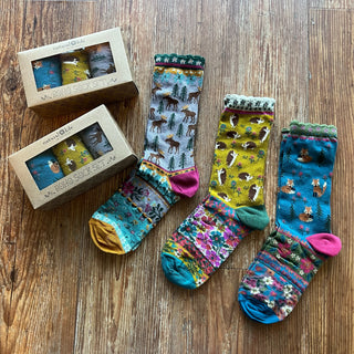 Boxed Boho Sock Set, Set of 3 - Critters