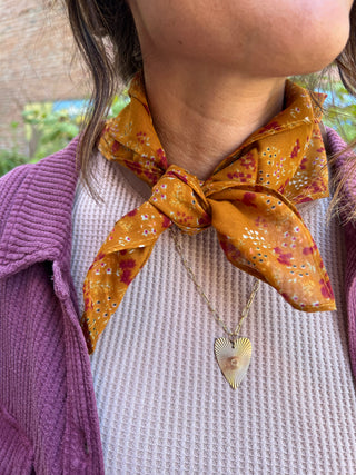 Vintage Camel Floral Foliage Bandana