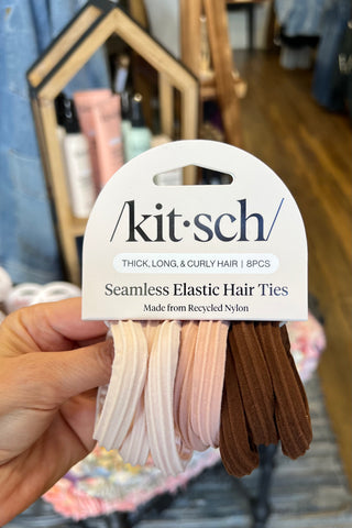 Recycled Seamless Hair Elastics 8pc Set- Rosewood