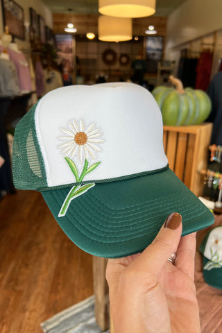 Green with Single Daisy Patch Hat