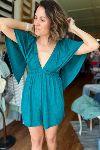 Free People La La Romper in Deep Teal