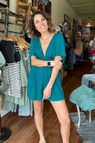 Free People La La Romper in Deep Teal