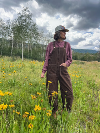 Mocha Wide-Leg Denim Overalls