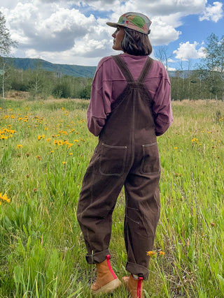 Mocha Wide-Leg Denim Overalls