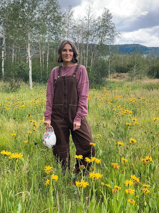 Mocha Wide-Leg Denim Overalls
