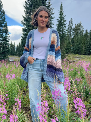 Rainbow Hand-Crochet Open Cardigan