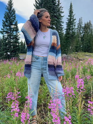 Rainbow Hand-Crochet Open Cardigan