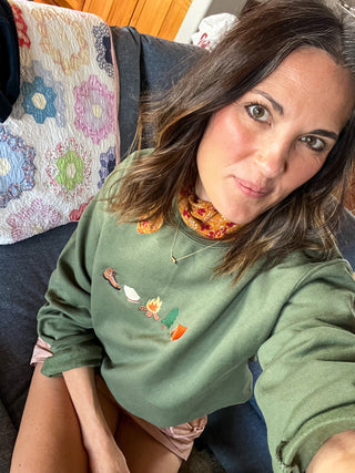 Camping Icons Embroidered Sweatshirt