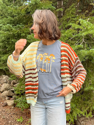 Chunky Multi Stripe Knit Cardigan