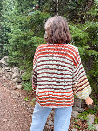 Chunky Multi Stripe Knit Cardigan