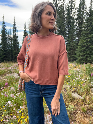 Sienna Drop Shoulder Short Sleeve Sweater Top