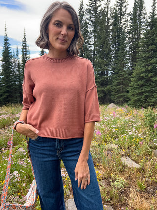 Sienna Drop Shoulder Short Sleeve Sweater Top