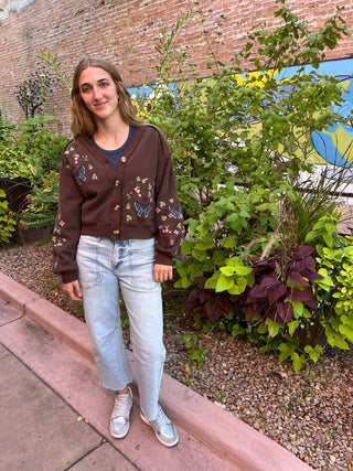 Chocolate Embroidered Cardigan