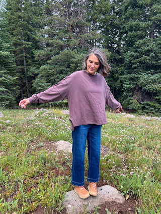 Coffee Bean Classic Cotton Oversized Long Sleeve Top