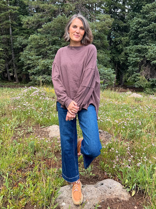 Coffee Bean Classic Cotton Oversized Long Sleeve Top