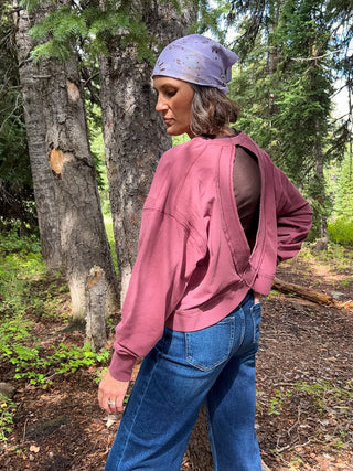 Rosewood Pima Cotton Open Back Long Sleeve Tee
