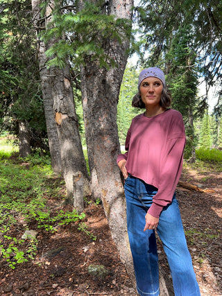Rosewood Pima Cotton Open Back Long Sleeve Tee