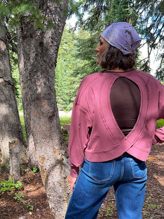 Rosewood Pima Cotton Open Back Long Sleeve Tee