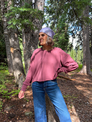 Rosewood Pima Cotton Open Back Long Sleeve Tee