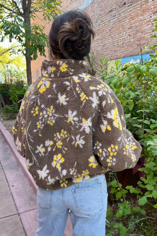 Floral Sherpa Snap Button Pullover