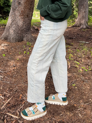 Paint Splashed Stripe Baby Barrel Jeans