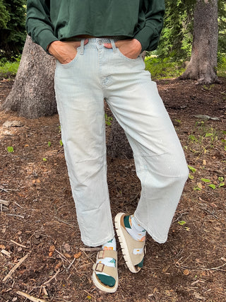 Paint Splashed Stripe Baby Barrel Jeans
