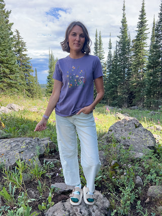 Women's Life Is Good Realaxed Wildflowers Short Sleeve Crusher Tee
