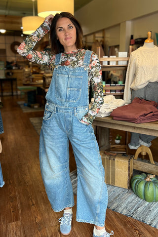 Free People Good Luck Denim Overall in Ultra Light Beam