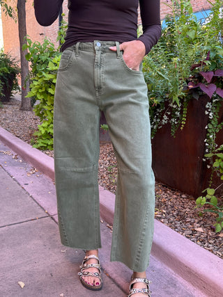 Just Black Vintage Olive Barrel Denim Jeans