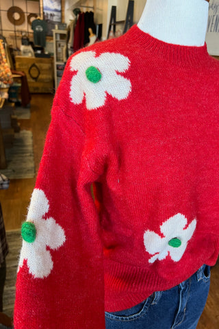 Flower Power Red Sweater