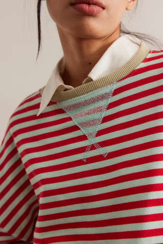 Free People Classic Striped Crew in Cherry Combo