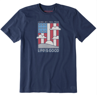 Men's Life is Good Land the Free Flag Short Sleeve Crusher-LITE Tee