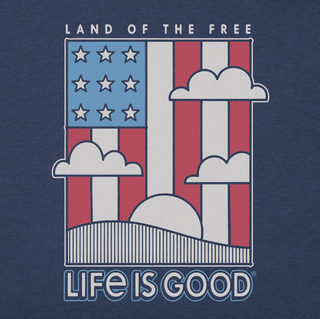Women's Life Is Good Land the Free Flag Short Sleeve Crusher Tee