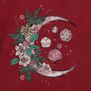 Women's Life Is Good Christmas Ornament Moon Short Sleeve Crusher Tee