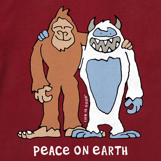 Kids Life Is Good Bigfoot & Yeti Peace on Earth Short Sleeve Crusher Tee