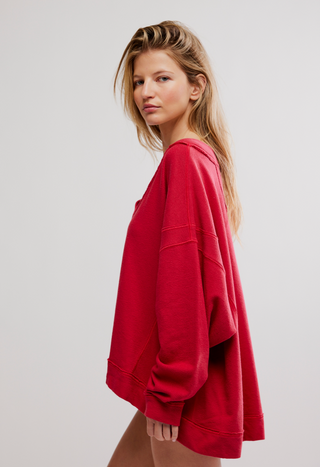 Free People Staycation Pullover in Deep Cherry