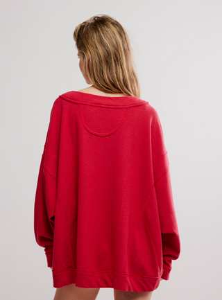 Free People Staycation Pullover in Deep Cherry