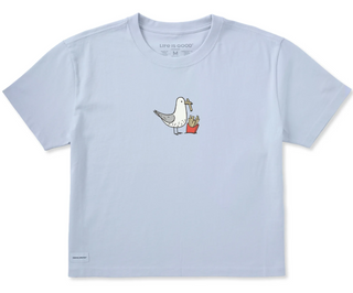 Women's Life Is Good Seagull and Fries Short Sleeve Crusher Boxy Tee