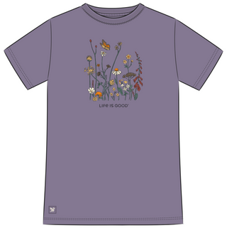Women's Life Is Good Realaxed Wildflowers Short Sleeve Crusher Tee