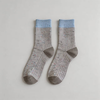 Speckled Yarn Colorblock Crew Socks